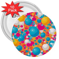 Circles Art Seamless Repeat Bright Colors Colorful 3  Buttons (10 Pack)  by Maspions