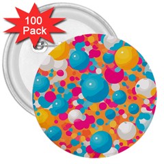 Circles Art Seamless Repeat Bright Colors Colorful 3  Buttons (100 Pack)  by Maspions