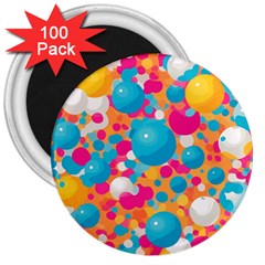 Circles Art Seamless Repeat Bright Colors Colorful 3  Magnets (100 Pack)