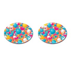 Circles Art Seamless Repeat Bright Colors Colorful Cufflinks (oval)