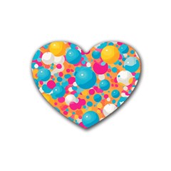 Circles Art Seamless Repeat Bright Colors Colorful Rubber Heart Coaster (4 Pack)