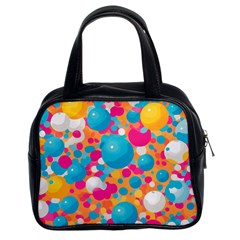 Circles Art Seamless Repeat Bright Colors Colorful Classic Handbag (two Sides)