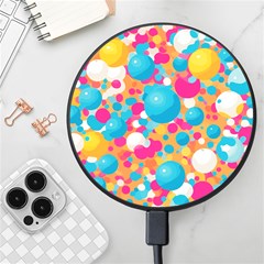 Circles Art Seamless Repeat Bright Colors Colorful Wireless Fast Charger(black) by Maspions