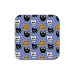 Cat Cat Background Animals Little Cat Pets Kittens Rubber Square Coaster (4 Pack) by Maspions