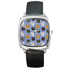 Cat Cat Background Animals Little Cat Pets Kittens Square Metal Watch by Maspions