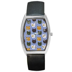 Cat Cat Background Animals Little Cat Pets Kittens Barrel Style Metal Watch by Maspions