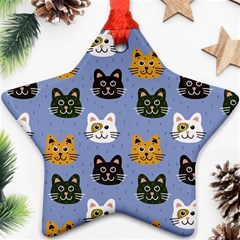 Cat Cat Background Animals Little Cat Pets Kittens Star Ornament (two Sides) by Maspions