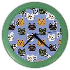 Cat Cat Background Animals Little Cat Pets Kittens Color Wall Clock