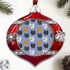 Cat Cat Background Animals Little Cat Pets Kittens Metal Snowflake And Bell Red Ornament by Maspions