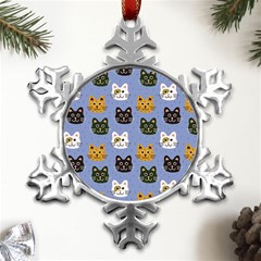 Cat Cat Background Animals Little Cat Pets Kittens Metal Small Snowflake Ornament by Maspions