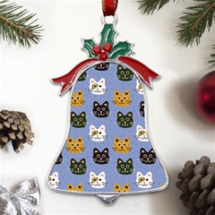 Cat Cat Background Animals Little Cat Pets Kittens Metal Holly Leaf Bell Ornament by Maspions