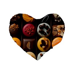 Chocolate Candy Candy Box Gift Cashier Decoration Chocolatier Art Handmade Food Cooking Standard 16  Premium Heart Shape Cushions by Maspions