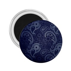 Blue Paisley Texture, Blue Paisley Ornament 2 25  Magnets by nateshop