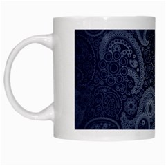 Blue Paisley Texture, Blue Paisley Ornament White Mug by nateshop