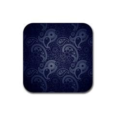 Blue Paisley Texture, Blue Paisley Ornament Rubber Square Coaster (4 Pack) by nateshop