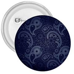 Blue Paisley Texture, Blue Paisley Ornament 3  Buttons by nateshop