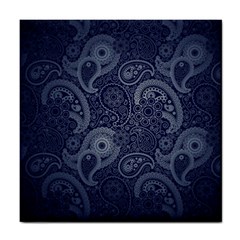 Blue Paisley Texture, Blue Paisley Ornament Tile Coaster by nateshop