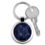 Blue Paisley Texture, Blue Paisley Ornament Key Chain (Round) Front