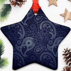 Blue Paisley Texture, Blue Paisley Ornament Ornament (star) by nateshop