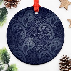 Blue Paisley Texture, Blue Paisley Ornament Ornament (round) by nateshop