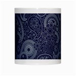 Blue Paisley Texture, Blue Paisley Ornament White Mug Center