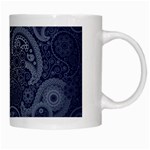 Blue Paisley Texture, Blue Paisley Ornament White Mug Right