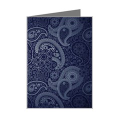 Blue Paisley Texture, Blue Paisley Ornament Mini Greeting Card by nateshop