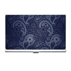 Blue Paisley Texture, Blue Paisley Ornament Business Card Holder by nateshop