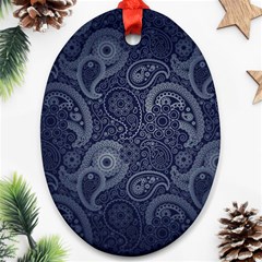 Blue Paisley Texture, Blue Paisley Ornament Oval Ornament (two Sides) by nateshop