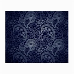 Blue Paisley Texture, Blue Paisley Ornament Small Glasses Cloth (2 Sides) by nateshop