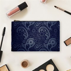 Blue Paisley Texture, Blue Paisley Ornament Cosmetic Bag (medium) by nateshop