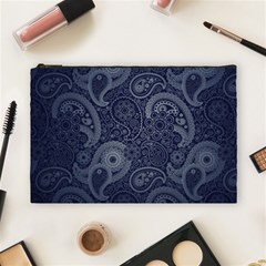 Blue Paisley Texture, Blue Paisley Ornament Cosmetic Bag (large) by nateshop