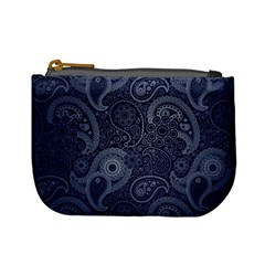 Blue Paisley Texture, Blue Paisley Ornament Mini Coin Purse by nateshop