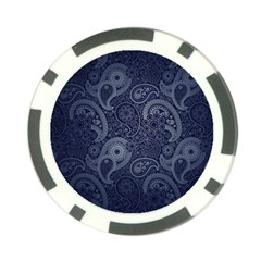 Blue Paisley Texture, Blue Paisley Ornament Poker Chip Card Guard by nateshop