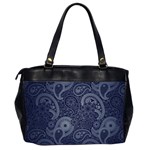 Blue Paisley Texture, Blue Paisley Ornament Oversize Office Handbag (2 Sides) Back