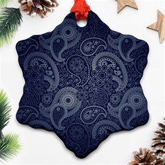 Blue Paisley Texture, Blue Paisley Ornament Snowflake Ornament (two Sides) by nateshop