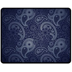 Blue Paisley Texture, Blue Paisley Ornament Fleece Blanket (medium) by nateshop