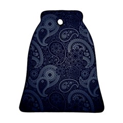 Blue Paisley Texture, Blue Paisley Ornament Ornament (bell) by nateshop