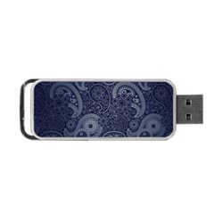 Blue Paisley Texture, Blue Paisley Ornament Portable Usb Flash (two Sides) by nateshop