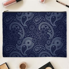 Blue Paisley Texture, Blue Paisley Ornament Cosmetic Bag (xxxl) by nateshop