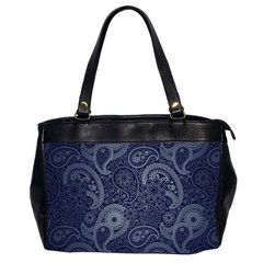 Blue Paisley Texture, Blue Paisley Ornament Oversize Office Handbag (2 Sides) by nateshop