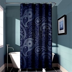 Blue Paisley Texture, Blue Paisley Ornament Shower Curtain 36  X 72  (stall)  by nateshop