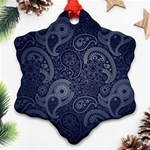 Blue Paisley Texture, Blue Paisley Ornament Snowflake Ornament (Two Sides) Front