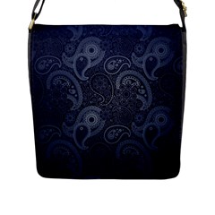 Blue Paisley Texture, Blue Paisley Ornament Flap Closure Messenger Bag (l) by nateshop