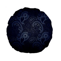 Blue Paisley Texture, Blue Paisley Ornament Standard 15  Premium Flano Round Cushions by nateshop