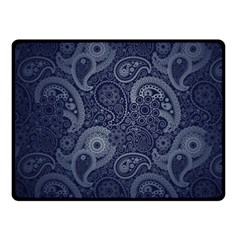 Blue Paisley Texture, Blue Paisley Ornament Two Sides Fleece Blanket (small) by nateshop