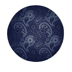 Blue Paisley Texture, Blue Paisley Ornament Mini Round Pill Box by nateshop