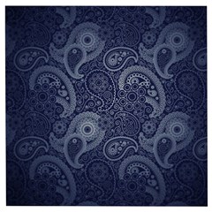 Blue Paisley Texture, Blue Paisley Ornament Wooden Puzzle Square by nateshop