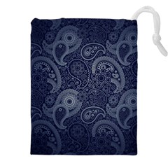 Blue Paisley Texture, Blue Paisley Ornament Drawstring Pouch (4xl) by nateshop