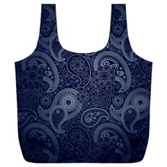 Blue Paisley Texture, Blue Paisley Ornament Full Print Recycle Bag (xxl) by nateshop